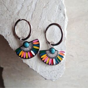 Multicolor Fan-Shaped Earrings M1205